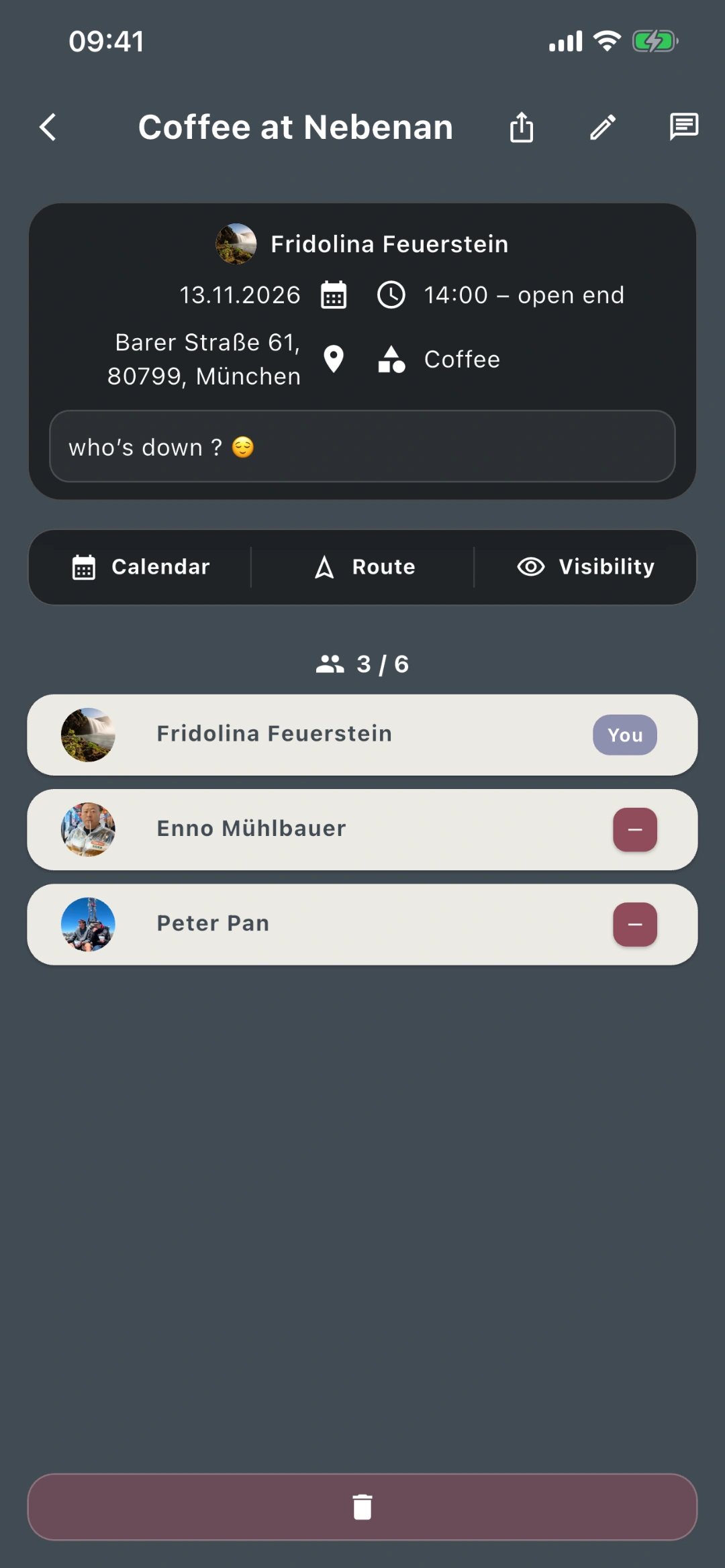 Amivi activity participants screen